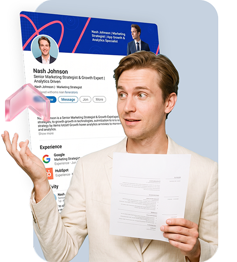 Job seeker holding a resume and smiling